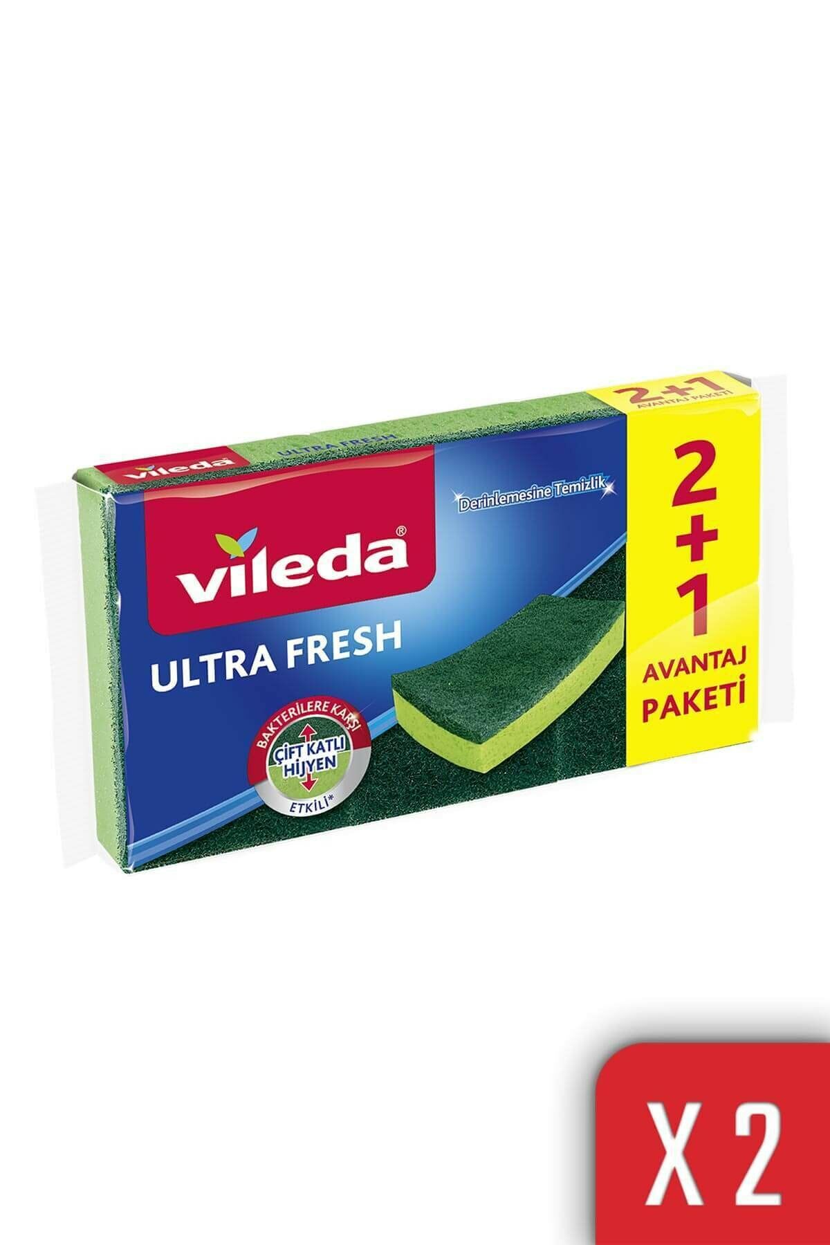 Vileda Ultra Fresh 2+1 Düz Bulaşık Süngeri 2'li