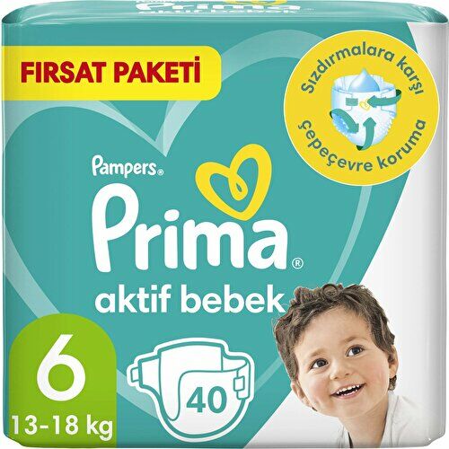 Prima Aktif 6 Numara Extra Large 40'lı Bebek Bezi