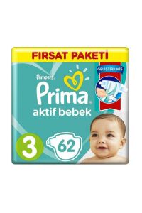 Prima Aktif 3 Numara Midi 62'li Bebek Bezi