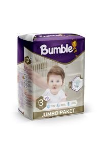 Bumble 3 Numara Midi Bebek Bezi Jumbo Paket  (4-9)kg 70 Adet