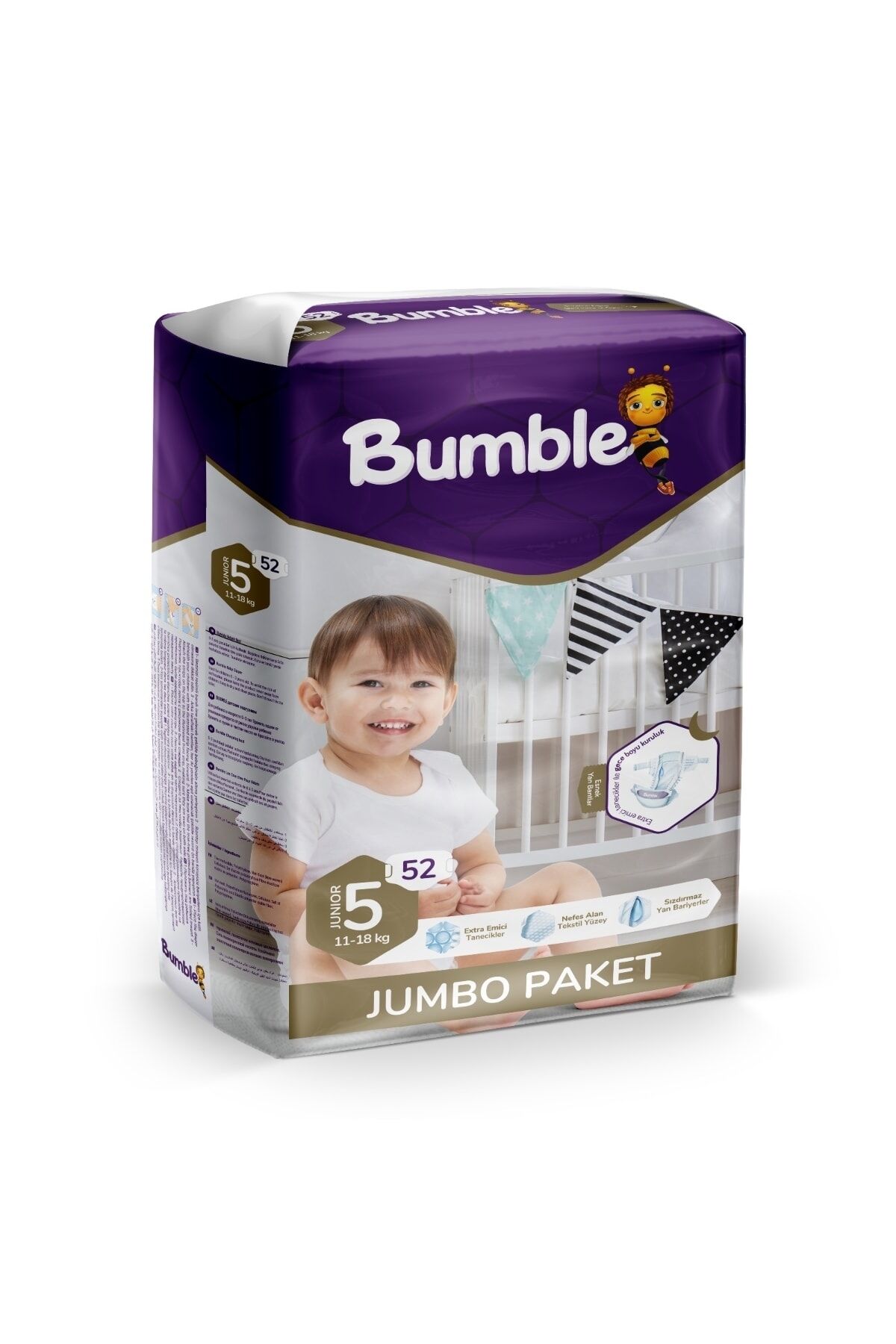 Bumble 5 Numara Junior Bebek Bezi Jumbo Paket (11-18kg) (52 Adet)