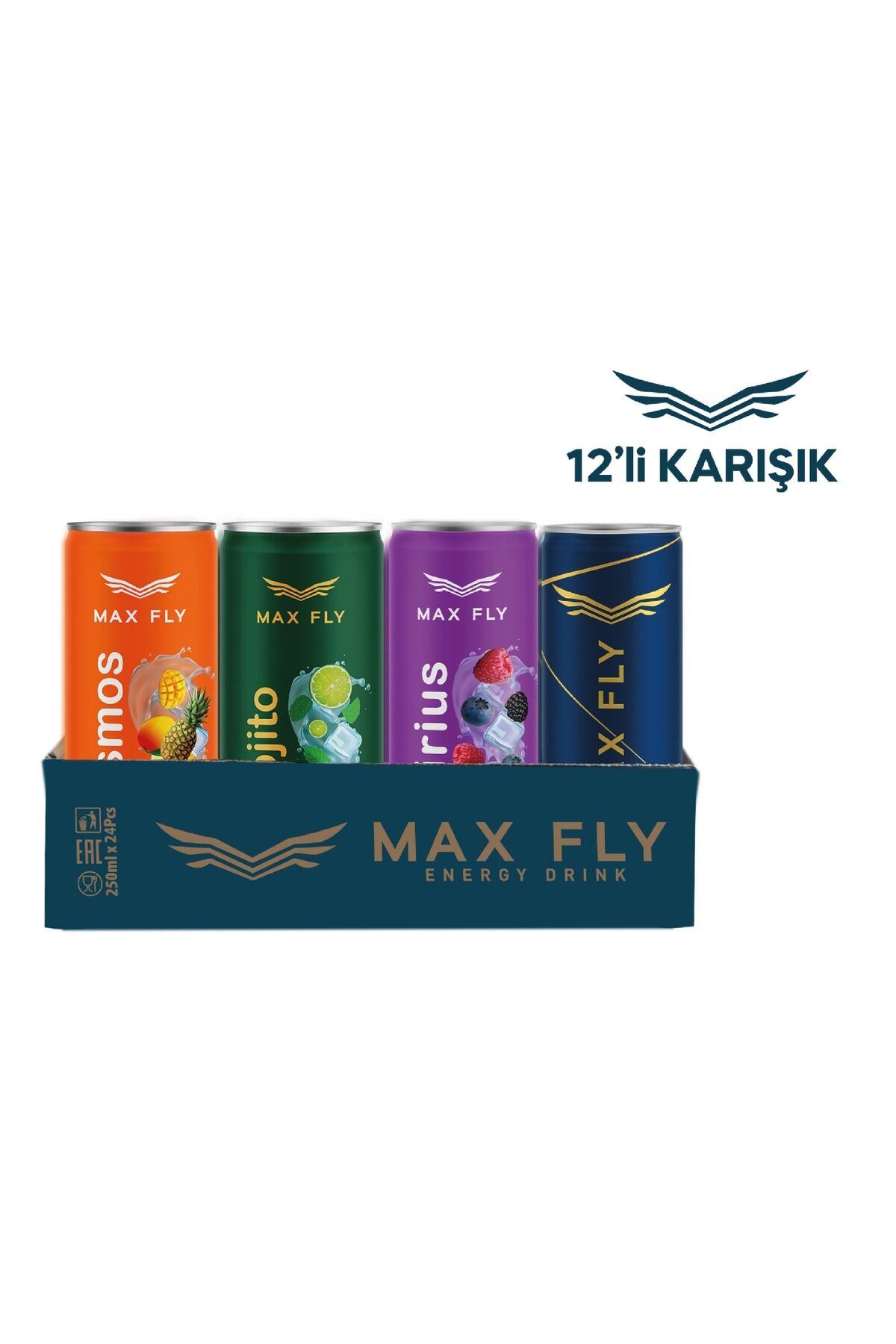 Max Fly Enerji İçeceği 250 ml Karma Paket 12'li