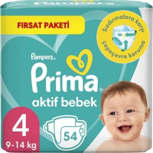 Prima Bebek Bezi Aktif Bebek 4 Beden 54 Adet Fırsat Paketi