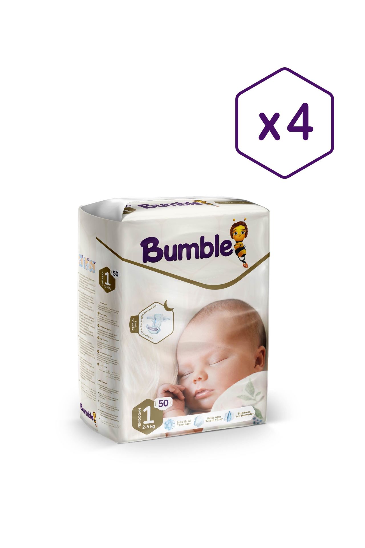 BUMBLE 1 Numara Yenidoğan Bebek Bezi Eko 4'lü Paket (2-5) kg 200 Adet