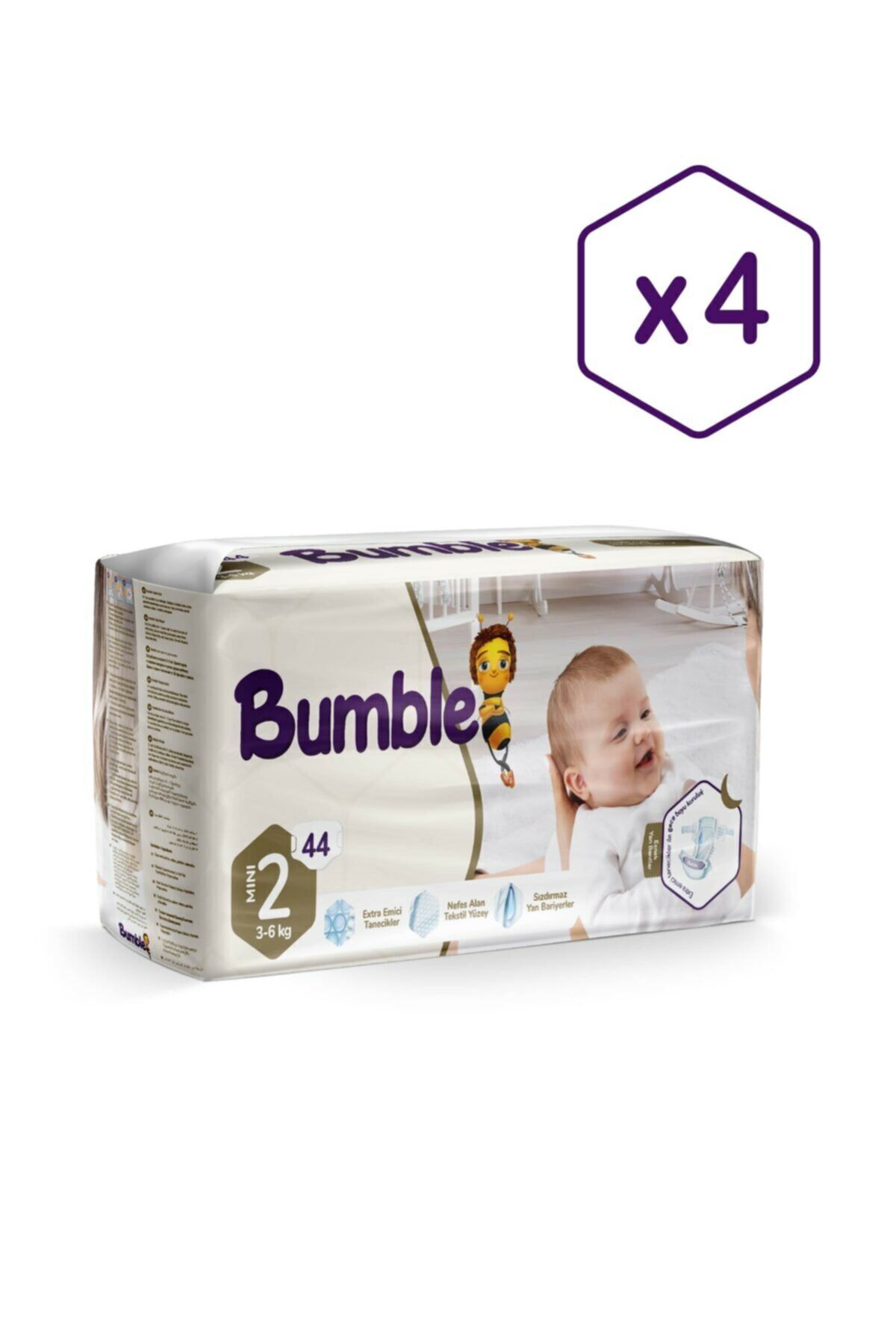 BUMBLE 2 Numara Mini Bebek Bezi Eko 4'lü Paket (3-6)kg 176 Adet