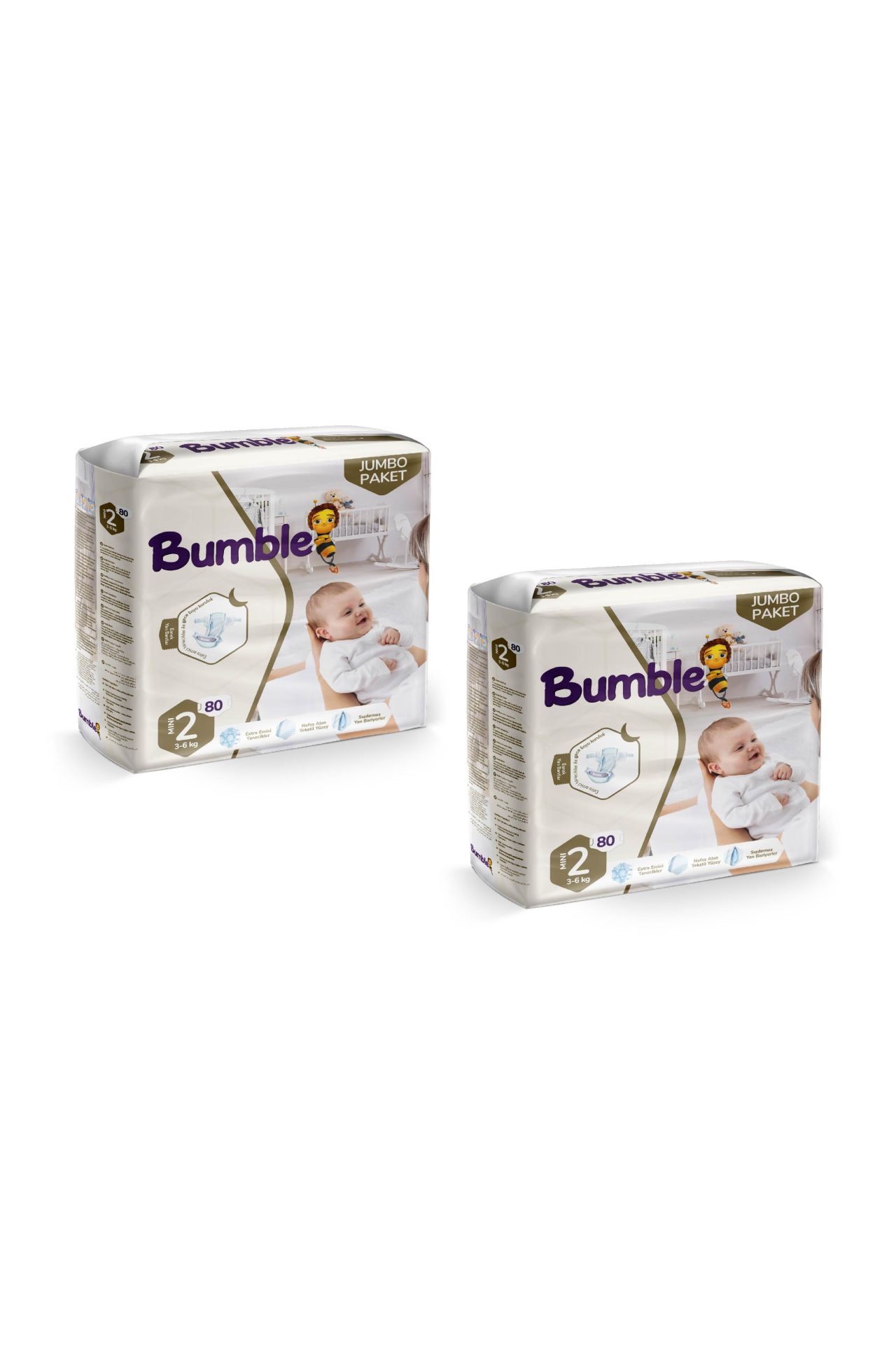 BUMBLE 2 Numara Mini Bebek Bezi  Jumbo Paket (3-6) kg 160 Adet