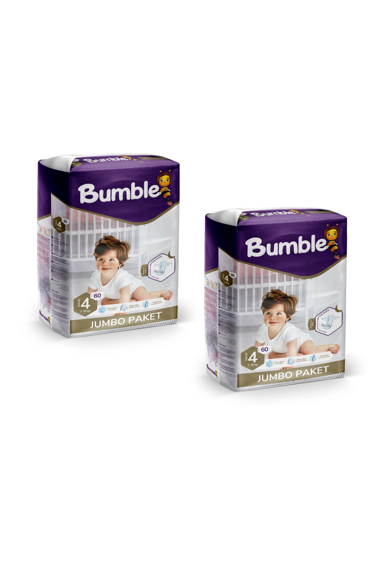 BUMBLE 4 Numara Maxi Bebek Bezi Jumbo Paket (7-18) kg 120 Adet