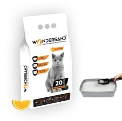 Wondersand 20 Lt Beyaz Bentonit Portakal Kokulu Süper Topaklanan Premium Kedi Kumu