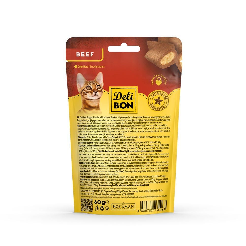 DELİBON CHRUNCHY İÇİ DOLGULU ÖDÜL BİSKÜVİSİ SIĞIR ETLİ 60GR