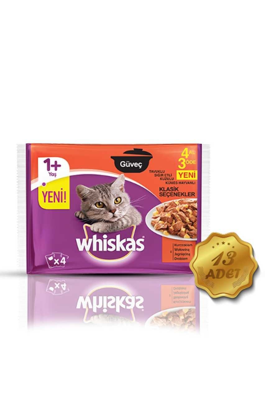 Whiskas Pouch Güveç Klasik Seçenekler  4X85 gr 13 Adet Toplam 4420 Gr