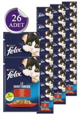 Felix Sığır Etli 85 Gr. X 26 Adet Yaş Kedi Maması (YENİ PAKET)