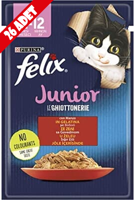 Felix Yavru Sığır Etli Kedi Yaş Mama 85 gr x 26 Adet