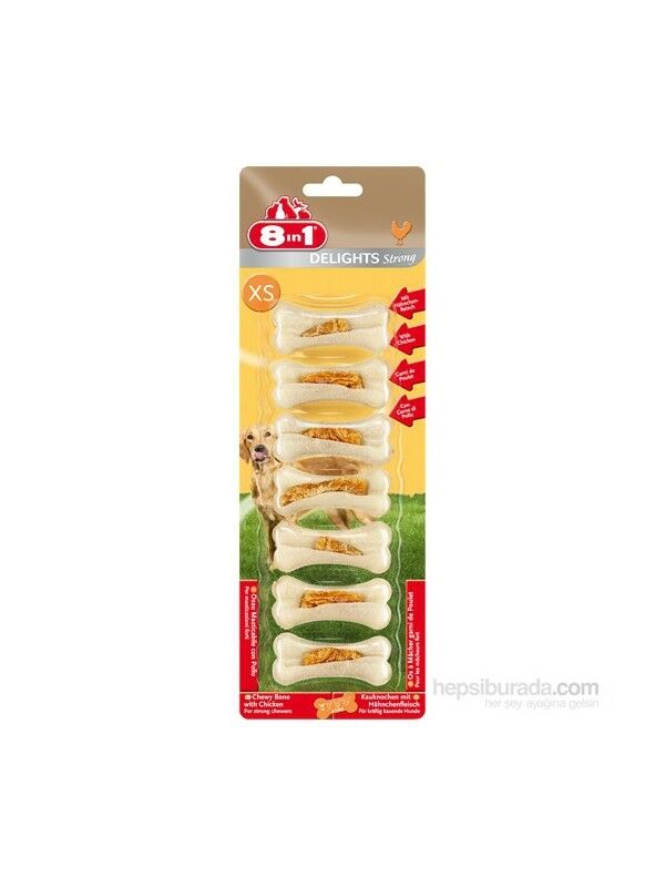 8in1 Delights Bones Köpekler İçin Ağız Bakım Press Kemiği XS 7'li