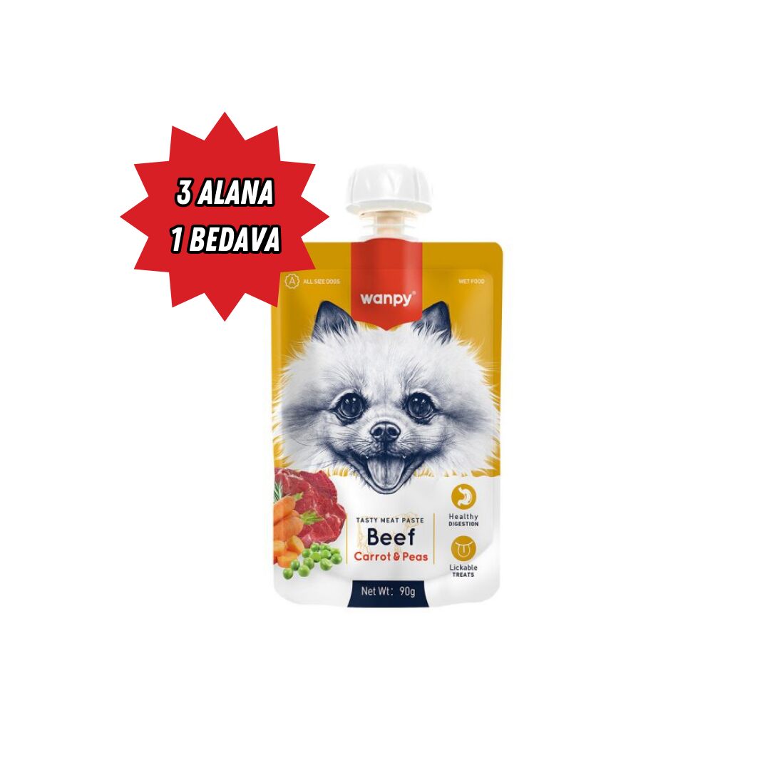 Wanpy Taze Sığır Etli&Havuçlu Köpek Et Ezmesi 90 gr