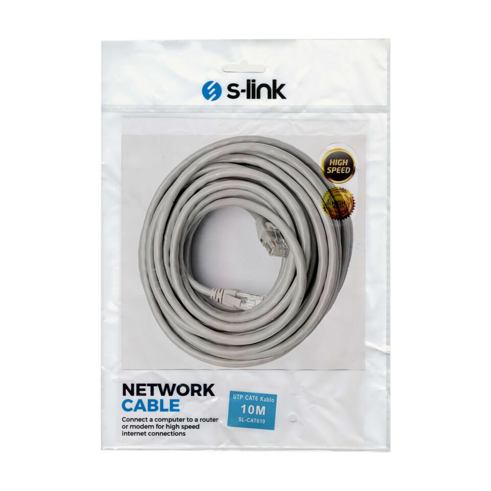 S-Link Sl-cat610 Cat6 Network Ethernet Kablo Jacklı Soketli İnternet Kablosu Hazır Kablo