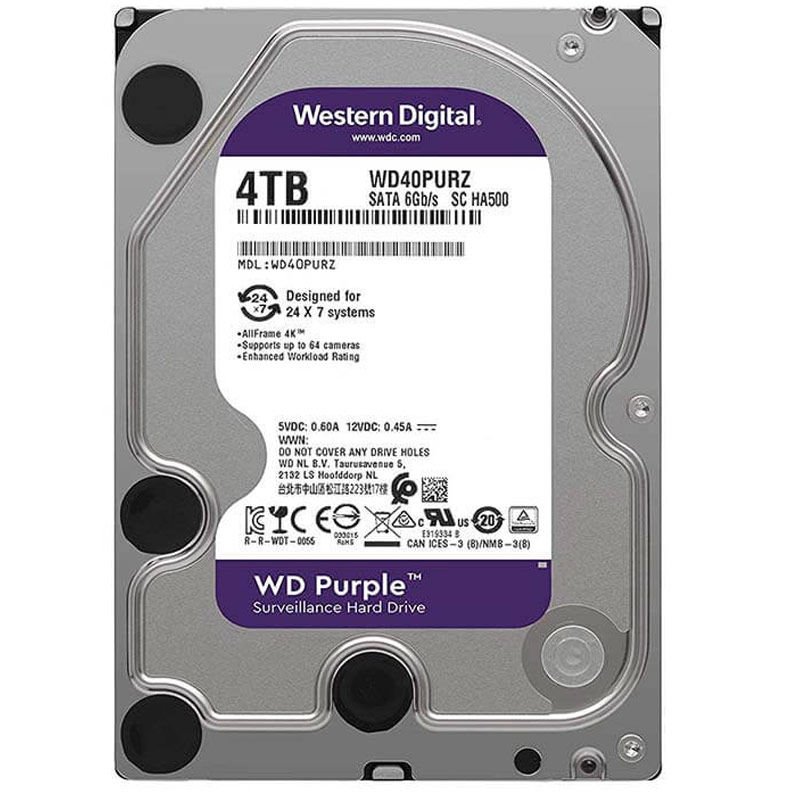 Western Digital Purple WD40PURZ 4 Tb Sata 6GB S 7 24 Güvenlik Harddisk