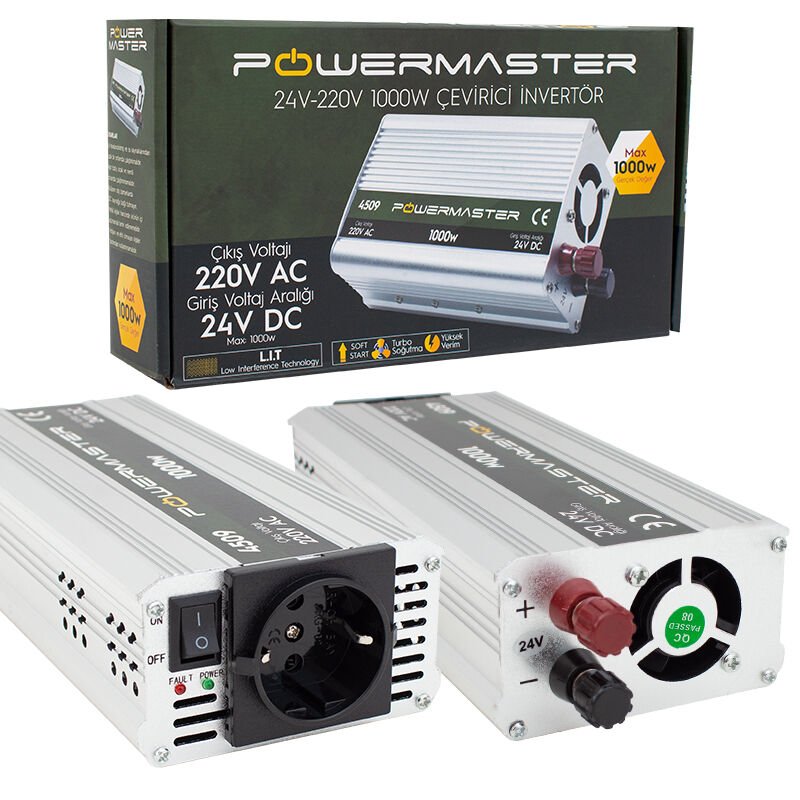 Powermaster 24 Volt 1000 Watt 220 Volt Modified Sinus İnverter 24V-220V Çevirici Dönüştürücü