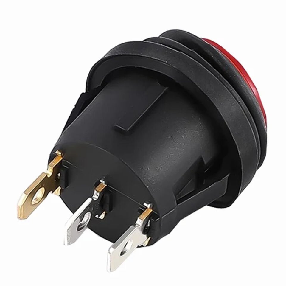 Ayt IC-131W Yuvarlak 220 Volt Işıklı Su Geçirmez On Off Anahtar 3 Pin Aç Kapa Düğme Buton 24.7x35.7 mm