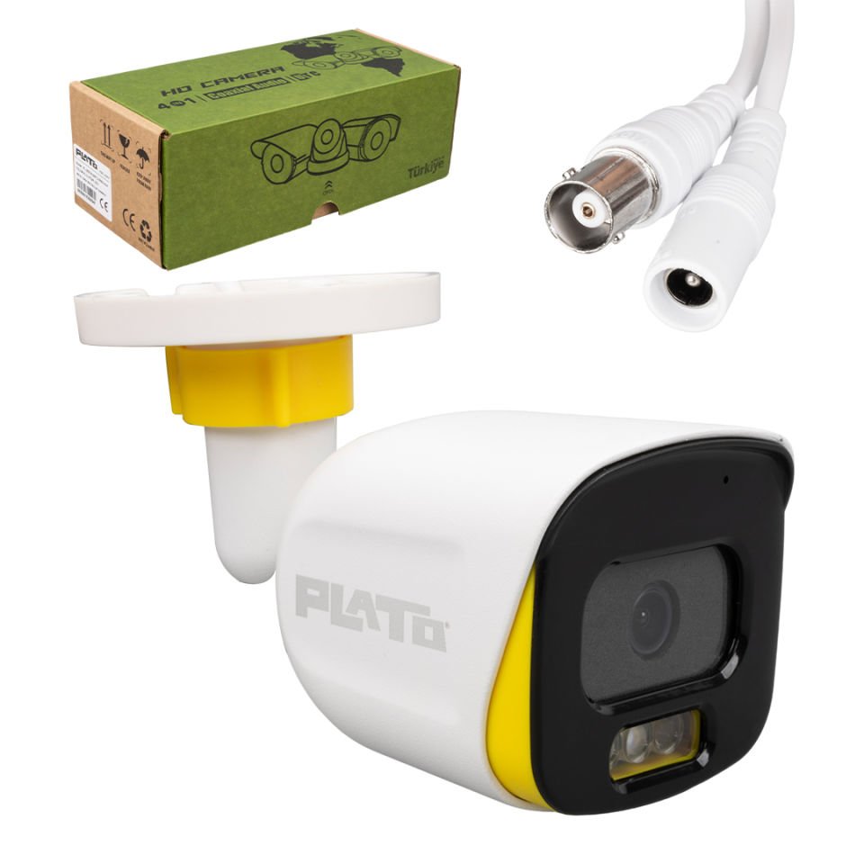 Plato 2 Mp Renkli 3 Ledli Güvenlik Kamerası Gece Görüşlü Ahd Dvr Kayıt Cihazı Kamerası İç Ve Dış Mekan Uygun