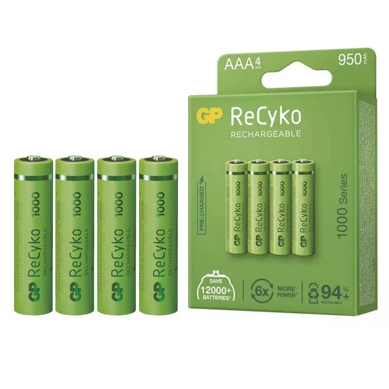 Gp Recyko 950 mAh AAA 4'lü Şarjlı İnce Kalem Pil GP100AAAHCE-2EB4 GPRHC103E001