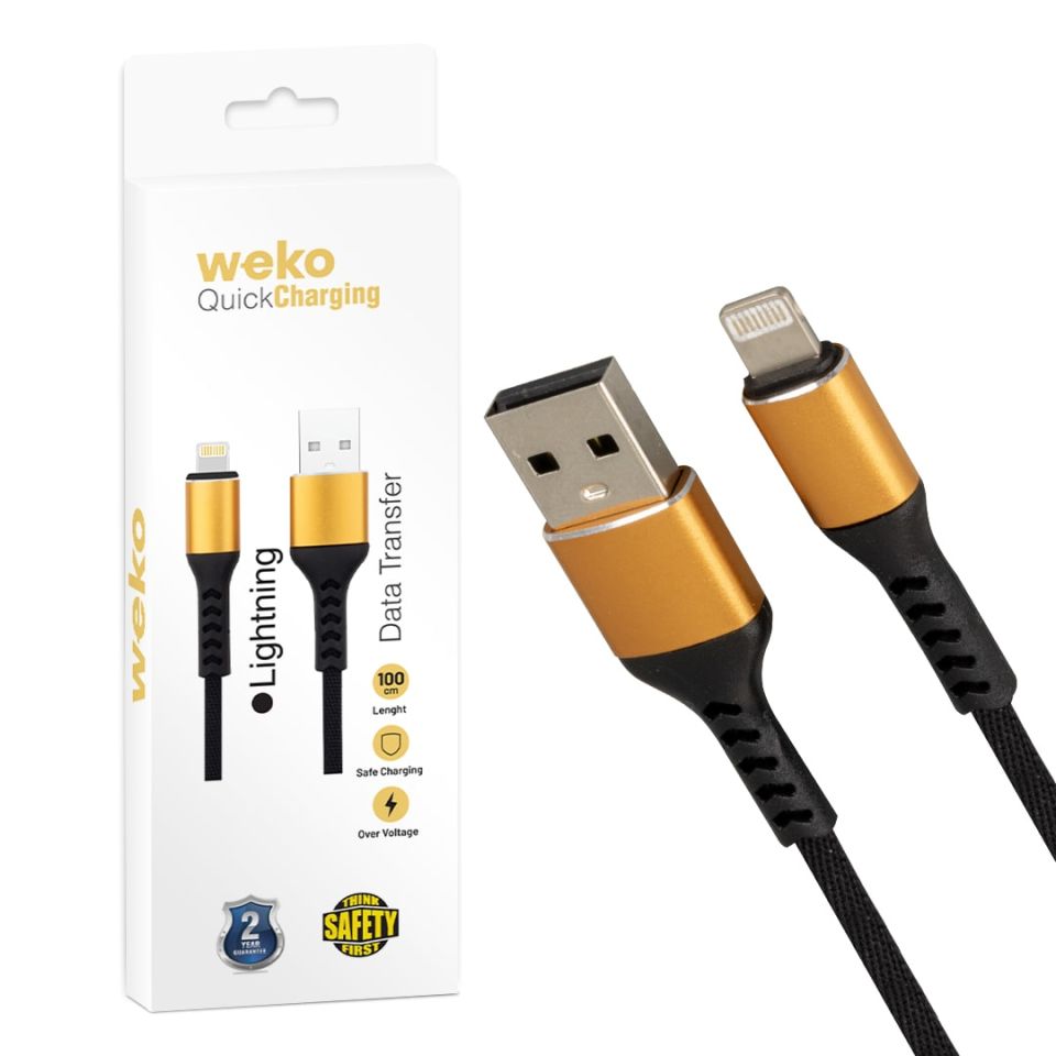 Ayt Weko WK-22025 USB To Lightning Örgülü Siyah Şarj Kablosu