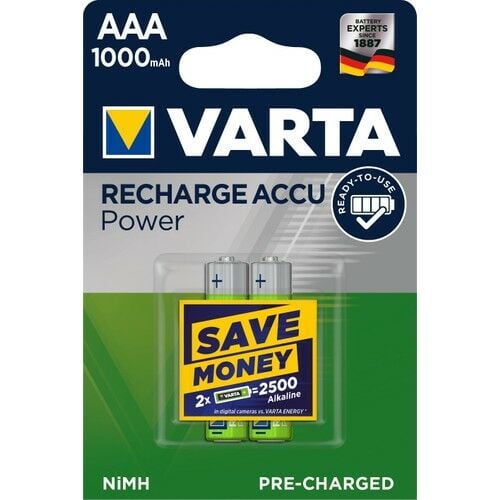 VARTA NI-MH 1.2 VOLT - 1000 MAH HR03 AAA ŞARJLI 2Lİ İNCE KALEM PİL