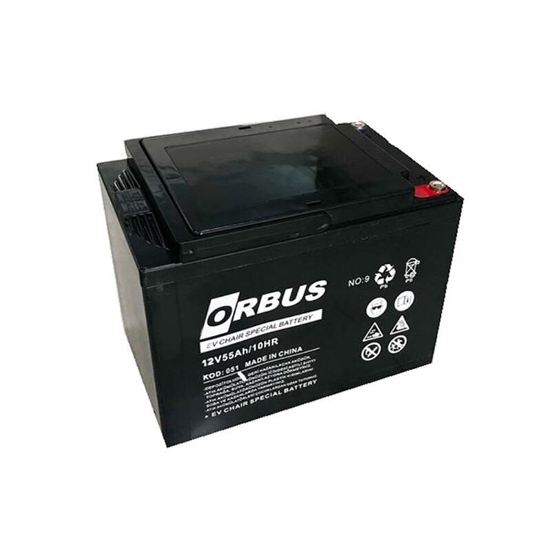 Orbus 12 Volt 55 Amper Tekerlekli Engelli Araç Aküsü 230x150x175 Mm