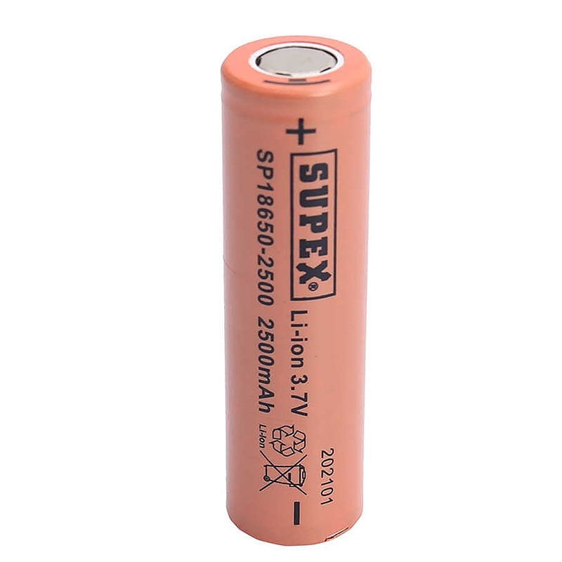 Supex 18650-2500 3.7 Volt 2500 Mah Düz Kafa Li-Ion Pil