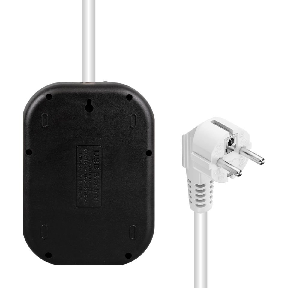 VEA VE-22399 6 lı Kablolu 3 USB li Siyah Grup Priz 1.5 Metre Uzatma Kablosu Isıya Dayanıklı Aç Kapa Anahtarlı