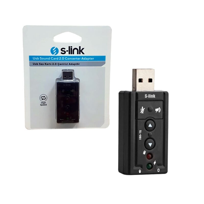 S-Link Usb Ses Kartı 2.0 Çevirici Adaptör Usb Girişini Jack Kulaklık Mikrofon Girişine Dönüştürücü Çevirici