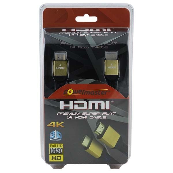 Powermaster 1.8 Metre 3D 4K Uyumlu 1.4V Gold Yassı Örgülü HDMI Kablo Flat İnce Slim Hdmı Görüntü Kablosu
