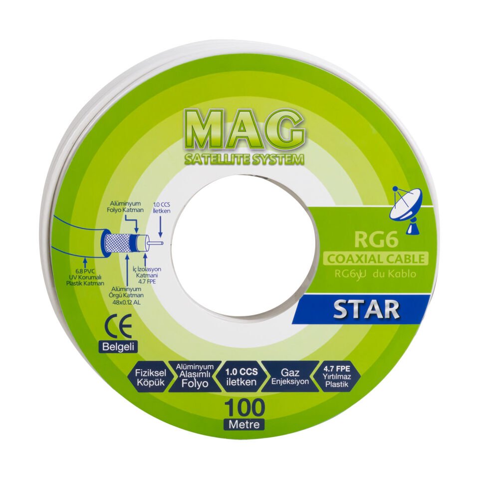 MAG STAR RG6/U4 48 TEL ANTEN KABLOSU (100 METRE)