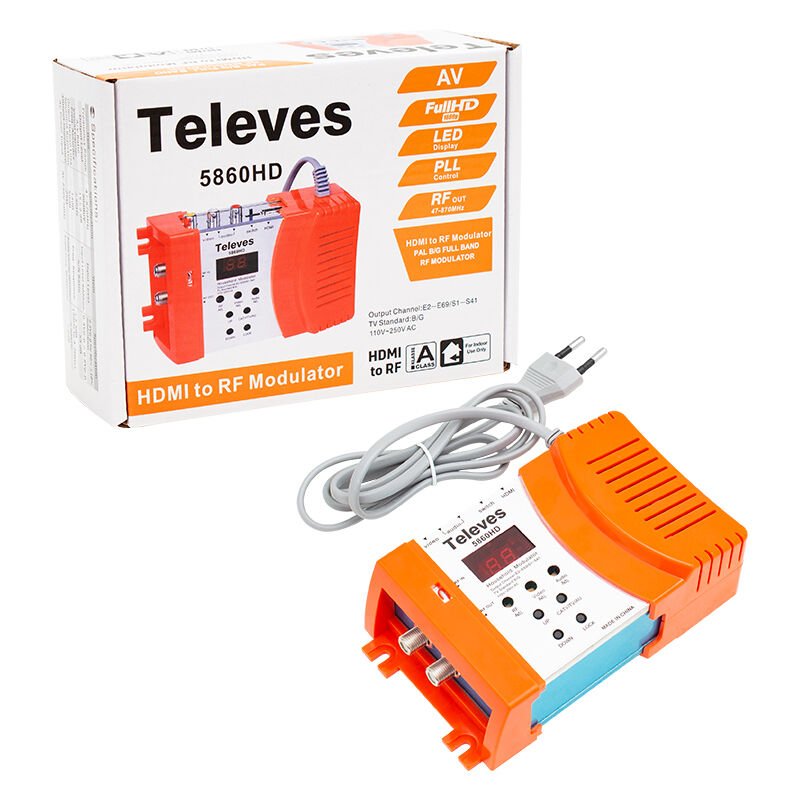 Ayt Televes 5860HD HDMI+AV Giriş Full Band Rf Modülatör Ahd Kameralar İçin Hdmı Rca Soketli