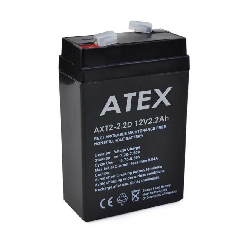 Ayt Atex 12 Volt 2.2 Amper Dik Kare Akü AX-12V 70 X 46 X 101 mm