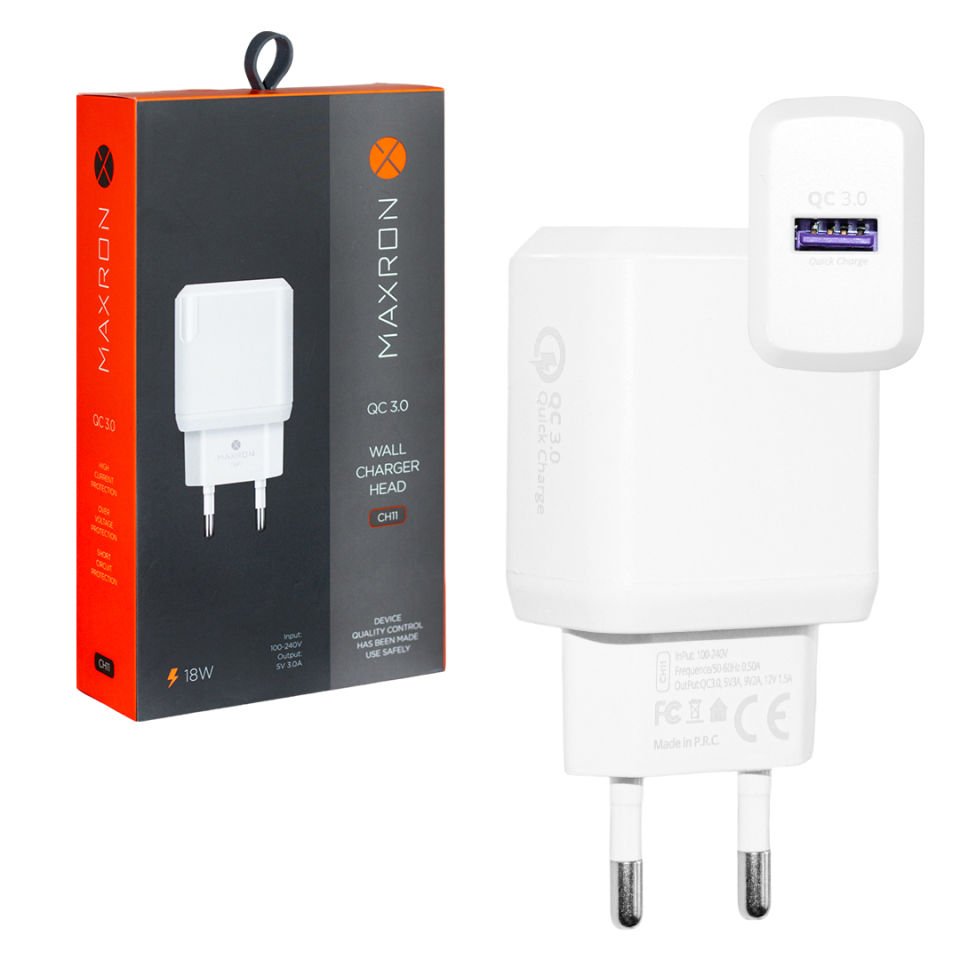 Maxron CH11 5 Volt 3 Amper 18W Qc 3.0 Universal Usb Başlık Adaptör Hızlı Şarj Cihazı Aleti