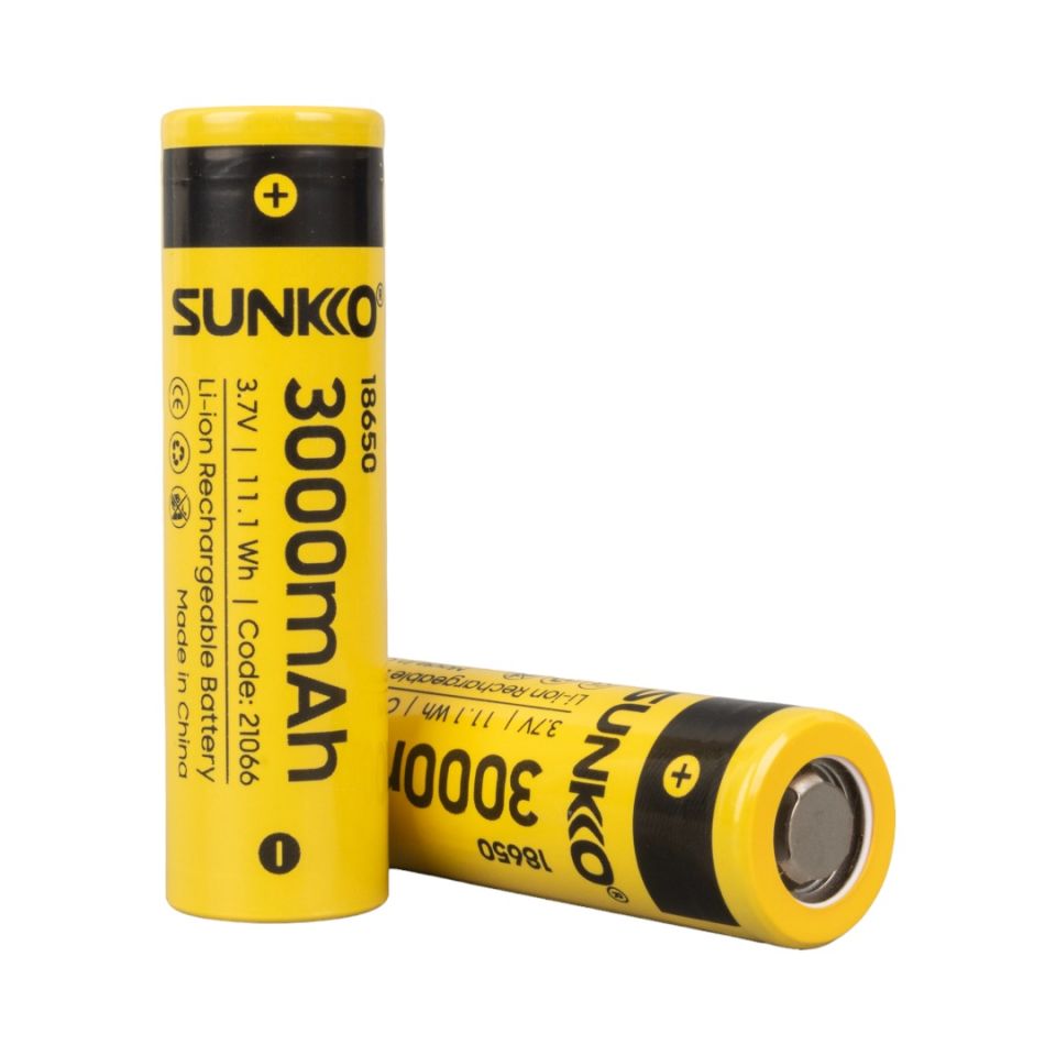 Sunkko 3.7 Volt 3000 Mah 18650 Şarj Edilebilir Pil 2 Adet Lityum İon Şarjlı Pil 18x65mm