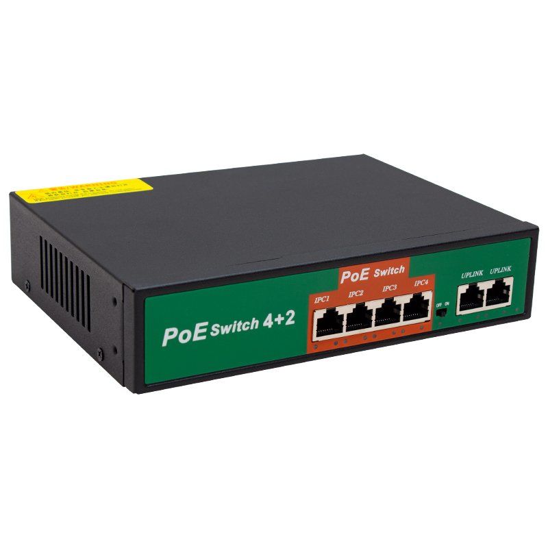 Powermaster POE4+2 60W 10 100 MBPS Poe Ethernet Switch 6 Port 220V Veri Aktarımı