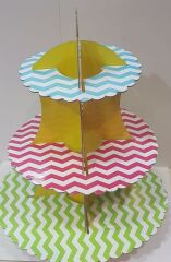 STAND CUPCAKE 3 LÜ ZİGZAG RENKLİ