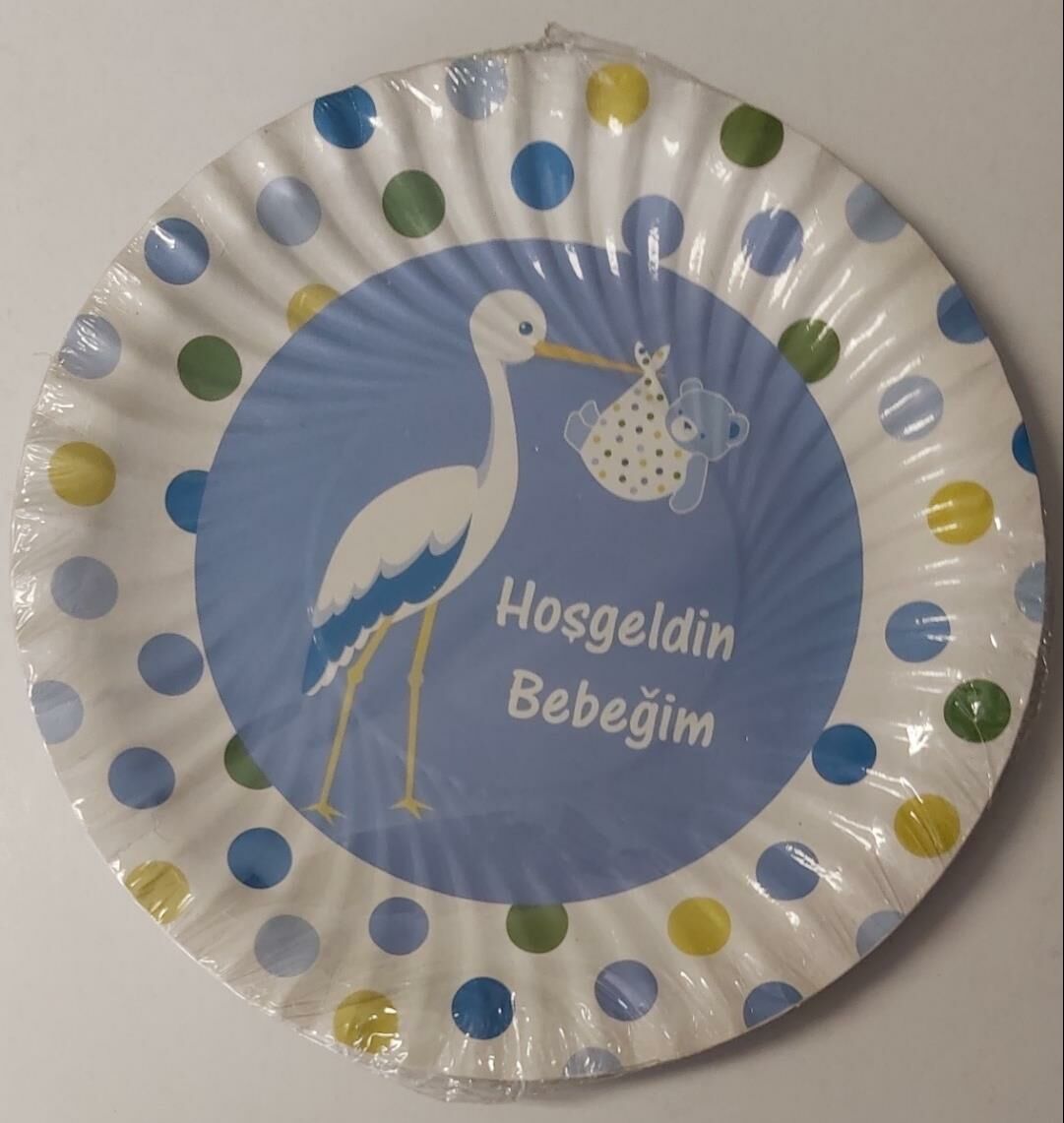 TABAK KARTON MAVİ HOŞGELDİN BEBEĞİM LEYLEKLİ