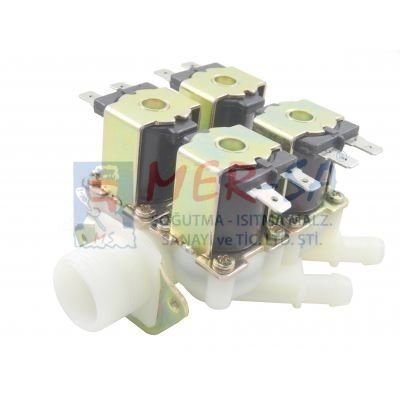 Çamaşır Makinesi Ventil 4 lü İnce Yatay 180C 10.5MM 24 VDC