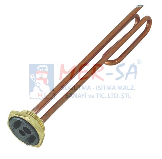 1-1/4 Çay Kazanı Rezistansı İnce Diş 220V 2000 W Bakır 30 cm (Meşale Modeli)