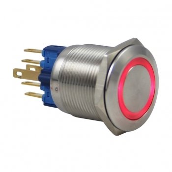 22mm METAL ANAHTAR HALKA KIRMIZI LEDLİ 24V - 6 PİN-IP65