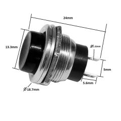 Siyah Push Buton-16mm