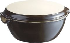 Emile Henry Seramik Yuvarlak Ekmek Fırın Kabı (32,5x30x14 / 5,2 Litre) Antrasit/Charcoal