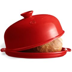 Emile Henry Seramik Yuvarlak Ekmek Fırın Kabı (34x34x16,5 / 4,5 Litre) Kırmızı/Burgundy