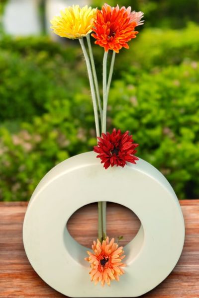 Yapay Çiçek Papatya Gerbera Beyaz 55cm