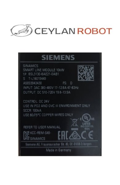 SIEMENS SINAMICS SMART LINE MODULE 10kW (6SL3130-6AE21-0AB1)