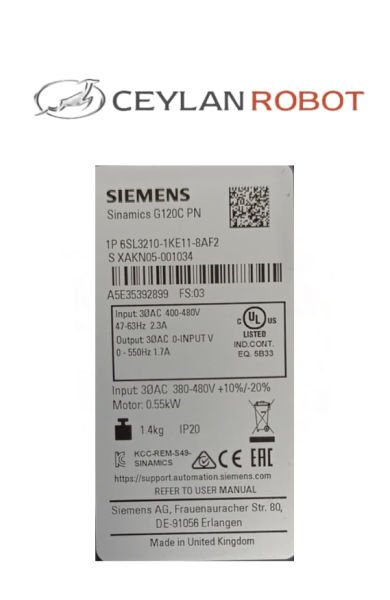 SIEMENS SINAMICS G120C PN, Değişken frekanslı sürücü (6SL3210-1KE11-8AF2)