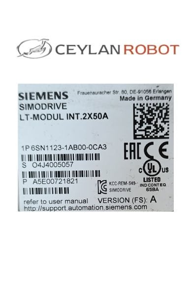 SIEMENS SIMODRIVE 611 GÜÇ MODÜLÜ, LT-MODUL INT. 2X50A (6SN1123-1AB00-0CA3)