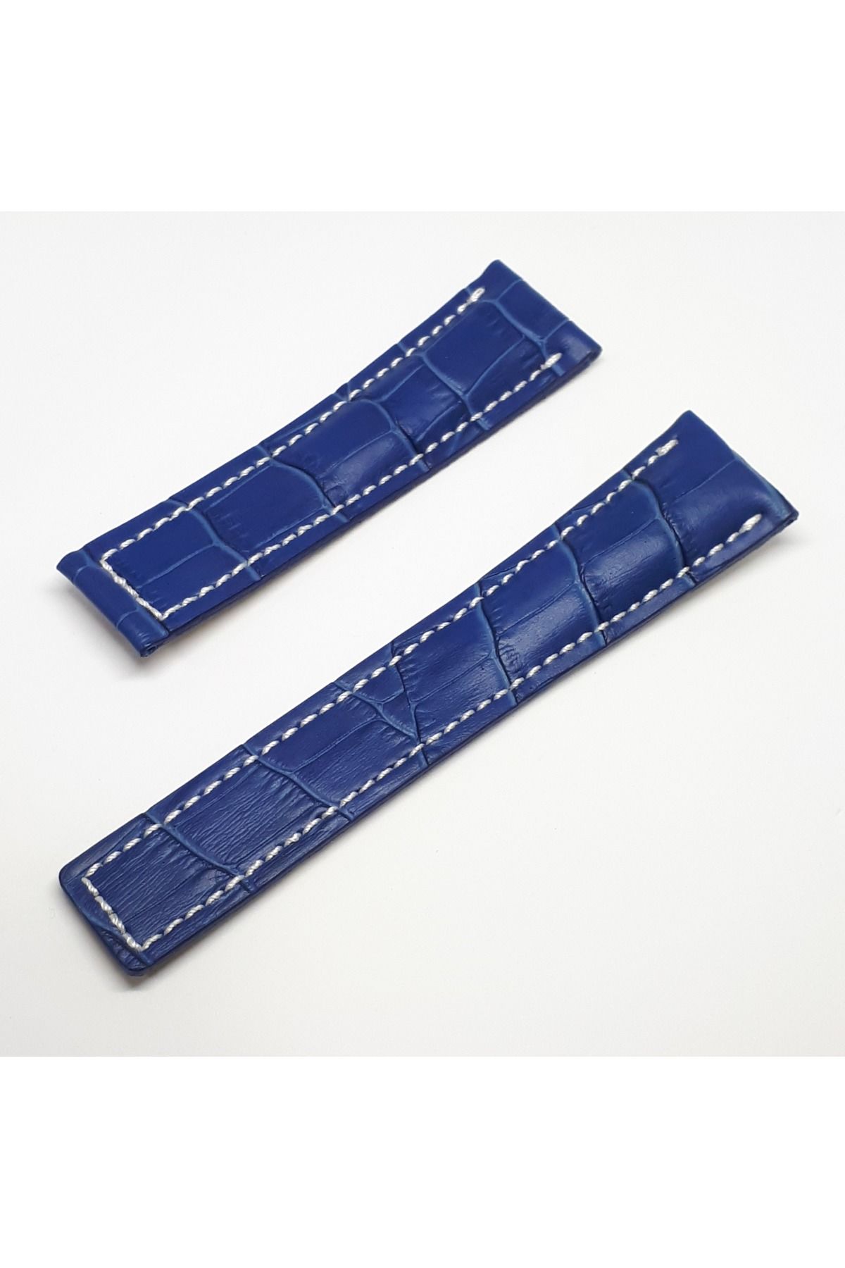 Breitling Uyumlu Croco Deri Saat Kordonu Kayışı 24mm - Mavi